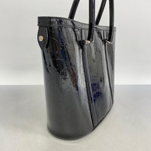 Dior Trotter Enamel Black  Bag Tote Christian - Picture 1 of 15